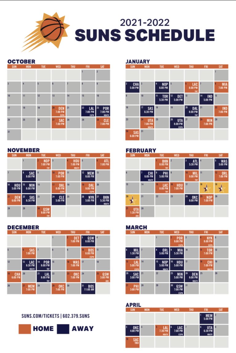 Phoenix Suns schedule features 34 national TV games for 2021-22