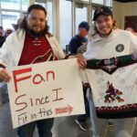 Coyotes fans share their love of the hockey team, as it plays its last game in Phoenix before relocating to Utah. (Jeremy Schnell/Arizona Sports.)