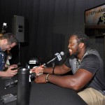 Colorado offensive tackle Stephane Nembot speaks to reporters during NCAA college Pac-12 Football Media Days, Thursday, July 30, 2015, in Burbank, Calif. (AP Photo/Mark J. Terrill)
