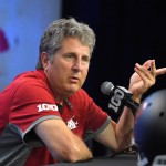 Washington State speaks to reporters during NCAA college Pac-12 Football Media Days, Friday, July 31, 2015, in Burbank, Calif. (AP Photo/Mark J. Terrill)