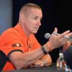 Oregon State head coach Gary Andersen speaks to reporters during Pac-12 Football Media Days, Thursday, July 30, 2015, in Burbank, Calif. (AP Photo/Mark J. Terrill)