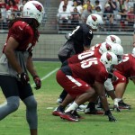 The offense lines up during Arizona Cardinals training camp Aug.12. (Photo by Adam Green/Arizona Sports)