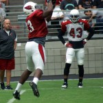 Tight end Gerald Christian leaps to make a catch during Arizona Cardinals training camp Aug. 5. (Photo by Adam Green/Arizona Sports)