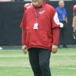 Head coach Bruce Arians cracks a smile at Arizona Cardinals training camp Thursday, August 27, 2015 in Glendale. (Photo: Adam Green/Arizona Sports)