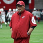 Bruce Arians watches as his team practices August 3. (Photo by Adam Green/Arizona Sports)