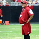 Head coach Bruce Arians watches during Arizona Cardinals training camp Aug.12. (Photo by Adam Green/Arizona Sports)