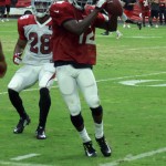 Receiver John Brown makes a catch along the sideline during Arizona Cardinals training camp Aug. 8. (Photo by Adam Green/Arizona Sports)