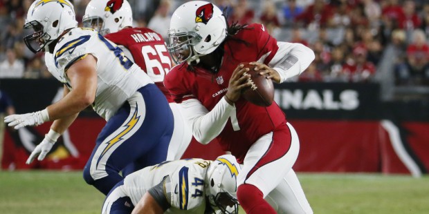 Arizona Cardinals quarterback Phillip Sims (1) scrambles against the San Diego Chargers during the ...