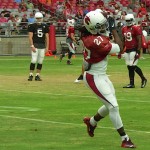 Running back Chris Johnson catches a pass at Arizona Cardinals training camp Tuesday, August 18, 2015 in Glendale. (Photo: Vince Marotta/Arizona Sports)