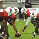 Matt Shaughnessy (91) and Frostee Rucker (92) line up at Arizona Cardinals Training Camp in Glendale Monday, August 3, 2015. (Photo: Vince Marotta/Arizona Sports)