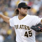 Pittsburgh Pirates starting pitcher Gerrit Cole throws against the Arizona Diamondbacks in the first inning of a baseball game, Monday, Aug. 17, 2015, in Pittsburgh. (AP Photo/Keith Srakocic)