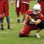 Punter Drew Butler works on his holding at Arizona Cardinals Training Camp in Glendale Tuesday, August 11, 2015. (Photo: Vince Marotta/Arizona Sports)