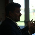 Owner Michael Bidwill explains the renovations to the team's kitchen and nutrition. (Photo by Adam Green/Arizona Sports)