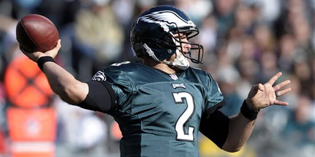 Philadelphia Eagles' Matt Barkley (2) throws a pass during the second half of an NFL football game ...
