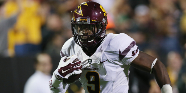 Arizona State running back Kalen Ballage runs for touchdown against Colorado in the first quarter o...