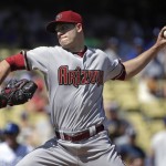Arizona Diamondbacks starting pitcher Patrick Corbin throws to the Los Angeles Dodgers during the first inning of a baseball game in Los Angeles, Thursday, Sept. 24, 2015. (AP Photo/Chris Carlson)