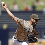 San Diego Padres starting pitcher James Shields throws to the plate against the Arizona Diamondbacks during the first inning of a baseball game in San Diego, Sunday, Sept. 27, 2015. (AP Photo/Alex Gallardo)