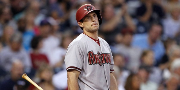 Arizona Diamondbacks' Paul Goldschmidt reacts to striking out against the San Diego Padres during t...