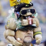 Green Bay Packers fan Rich Lund waits for the start of an NFL football game against the Seattle Seahawks Sunday, Sept. 20, 2015, in Green Bay, Wis. (AP Photo/Jeffrey Phelps)