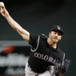 Colorado Rockies' Chad Bettis throws a pitch against the Arizona Diamondbacks during the first inning of a baseball game Wednesday, Sept. 30, 2015, in Phoenix. (AP Photo/Ross D. Franklin)