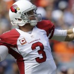 Arizona Cardinals quarterback Carson Palmer (3) throws a pass during the first half of an NFL football game against the Chicago Bears, Sunday, Sept. 20, 2015, in Chicago. (AP Photo/Michael Conroy)