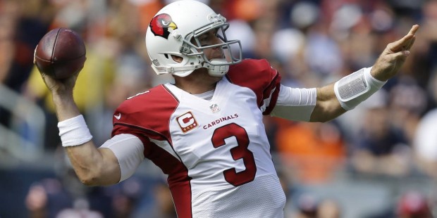 Arizona Cardinals quarterback Carson Palmer (3) throws a pass during the first half of an NFL footb...