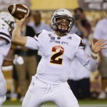 Arizona State quarterback Mike Bercovici (2) throws against New Mexico during the first half of an NCAA college football game, Friday, Sept. 18, 2015, in Tempe, Ariz. (AP Photo/Matt York)
