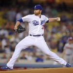 Los Angeles Dodgers starting pitcher Brett Anderson throws to the plate during the first inning of a baseball game against the Arizona Diamondbacks, Monday, Sept. 21, 2015, in Los Angeles. (AP Photo/Mark J. Terrill)