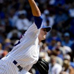Chicago Cubs starting pitcher Kyle Hendricks delivers in the first inning of a baseball game against the Arizona Diamondbacks, Sunday, Sept. 6, 2015, in Chicago. (AP Photo/Matt Marton)