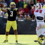 Oregon quarterback Vernon Adams Jr. (3) throws the football during the first quarter of an NCAA college football game against Eastern Washington, Saturday, Sept. 5, 2015, in Eugene, Ore. (AP Photo/Ryan Kang)