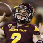 Arizona State's Mike Bercovici warms up prior to the team's NCAA college football game against Southern California on Saturday, Sept. 26, 2015, in Tempe, Ariz. (AP Photo/Ross D. Franklin)