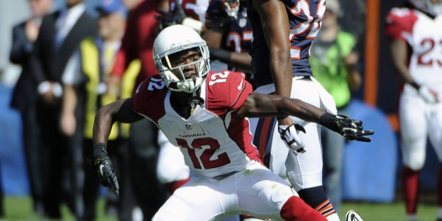 Arizona Cardinals wide receiver John Brown (12) reacts after making a first down against the Chicag...