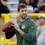 Green Bay Packers quarterback Aaron Rodgers warms up before an NFL football game against the Seattle Seahawks Sunday, Sept. 20, 2015, in Green Bay, Wis. (AP Photo/Mike Roemer)