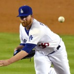 Los Angeles Dodgers starting pitcher Brett Anderson throws to the plate during the second inning of a baseball game against the Arizona Diamondbacks, Monday, Sept. 21, 2015, in Los Angeles. (AP Photo/Mark J. Terrill)