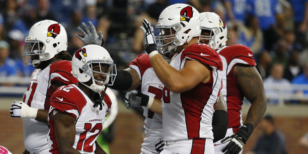 Arizona Cardinals wide receiver John Brown (12) celebrates his touchdown during the first half of a...