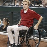 In this June 7, 2015, photo, Cory Hahn is shown before a baseball game between the Arizona Diamondbacks and the New York Mets in Phoenix. Cory Hahn had his dream of playing professional baseball snatched away by a freak accident on a baseball diamond. He shifted his focus to one day running a baseball team and appears to be on the fast track after one year working for the Diamondbacks. (AP Photo/Rick Scuteri)