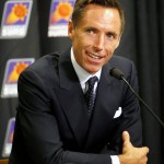 Two-time NBA most valuable player Steve Nash addresses the media prior to an NBA basketball game between the Phoenix Suns and the Portland Trail Blazers, Friday, Oct. 30, 2015, in Phoenix. Nash will be inducted into the Suns Ring of Honor during the game. (AP Photo/Rick Scuteri)