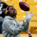 Pittsburgh Steelers wide receiver Martavis Bryant (10) warms up before an NFL football game against the Arizona Cardinals, Sunday, Oct. 18, 2015, in Pittsburgh. (AP Photo/Gene J. Puskar)