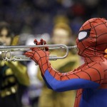 Members of Washington's Husky Band perform in Halloween costume at halftime of Washington's NCAA college football game against Arizona on Saturday, Oct. 31, 2015, in Seattle. (AP Photo/Elaine Thompson)
