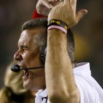 Arizona State coach Todd Graham yells during the first half of an NCAA college football game against Colorado, Saturday, Oct. 10, 2015, in Tempe, Ariz. (AP Photo/Matt York)