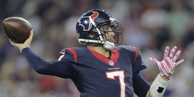 Houston Texans' Brian Hoyer (7) throws against the Indianapolis Colts during the first half of an N...