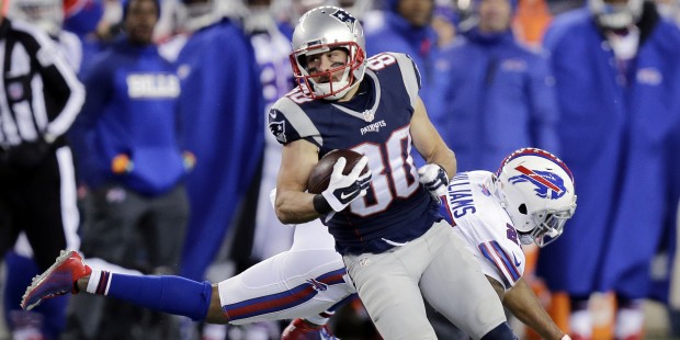 New England Patriots wide receiver Danny Amendola (80) runs from Buffalo Bills safety Duke Williams...