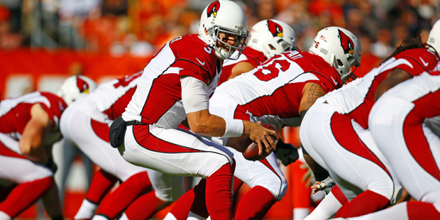 Arizona Cardinals quarterback Carson Palmer (3) takes the snap against the Cleveland Browns during ...