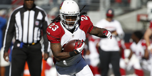 Arizona Cardinals running back Chris Johnson (23) against the San Francisco 49ers during the first ...