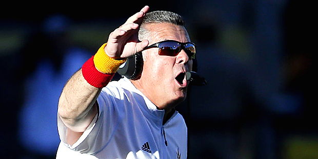 Arizona State head coach Todd Graham yells during the second half of an NCAA college football game ...