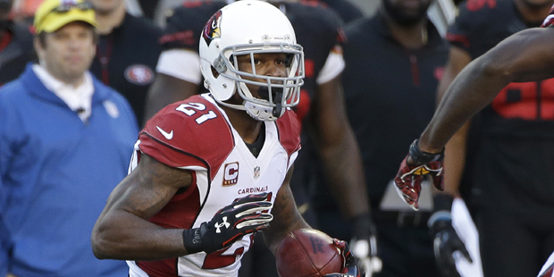 Arizona Cardinals' Patrick Peterson (21) runs against the San Francisco 49ers during the first half...