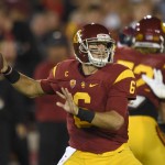 Southern California quarterback Cody Kessler passes during the first half of an NCAA college football game against Arizona, Saturday, Nov. 7, 2015, in Los Angeles. (AP Photo/Mark J. Terrill)