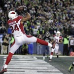 Arizona Cardinals tight end Jermaine Gresham makes a catch for a touchdown against the Seattle Seahawks during the second half of an NFL football game, Sunday, Nov. 15, 2015, in Seattle. (AP Photo/Stephen Brashear)
