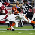 Arizona Cardinals wide receiver J.J. Nelson (14) makes a touchdown catch as Cincinnati Bengals free safety Reggie Nelson (20) defends during the second half of an NFL football game, Sunday, Nov. 22, 2015, in Glendale, Ariz. (AP Photo/Rick Scuteri)