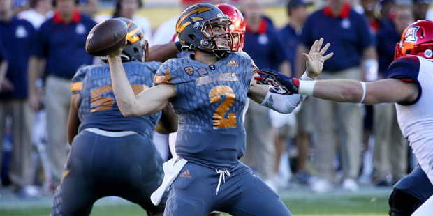 Arizona State quarterback Mike Bercovici (2) throws against Arizona during the second half of an NC...
